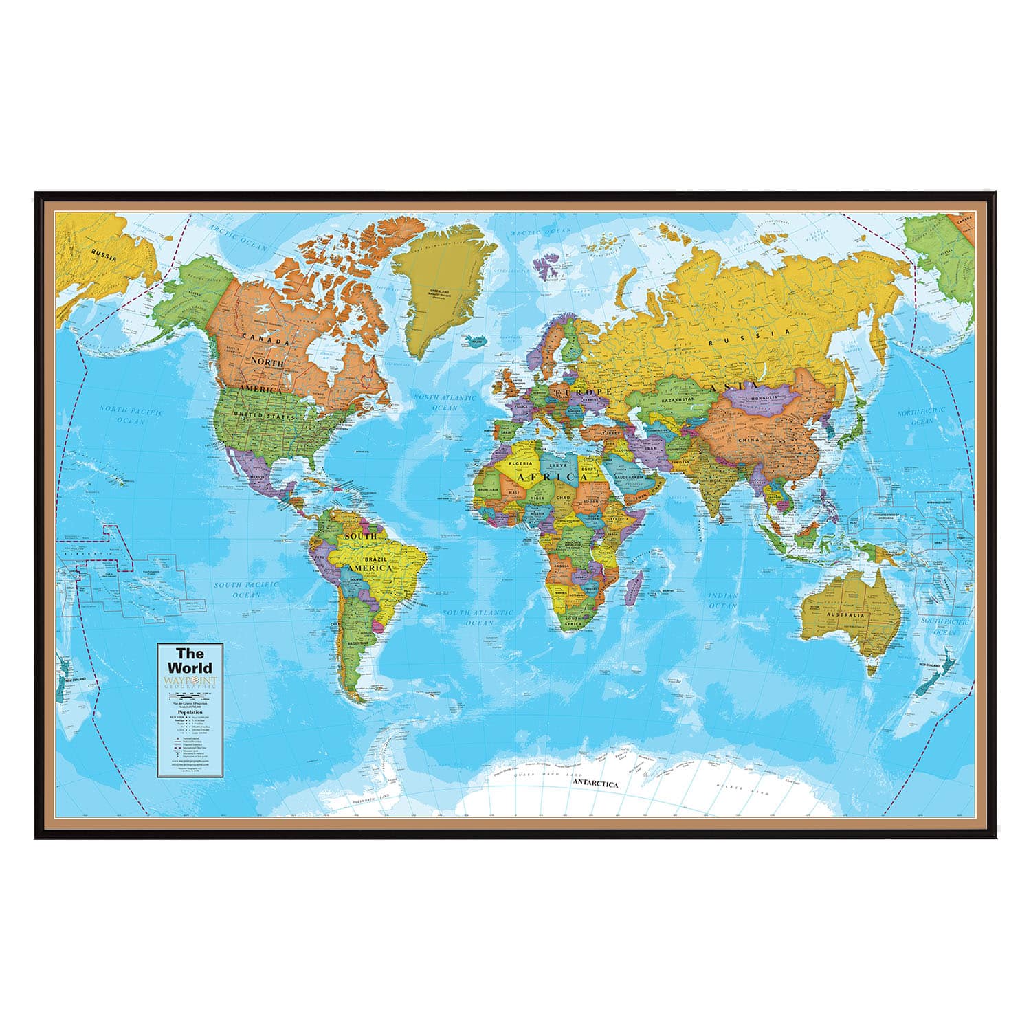 World Coloring Map for Kids - Blue Oceans Wall Decal Doodle Map